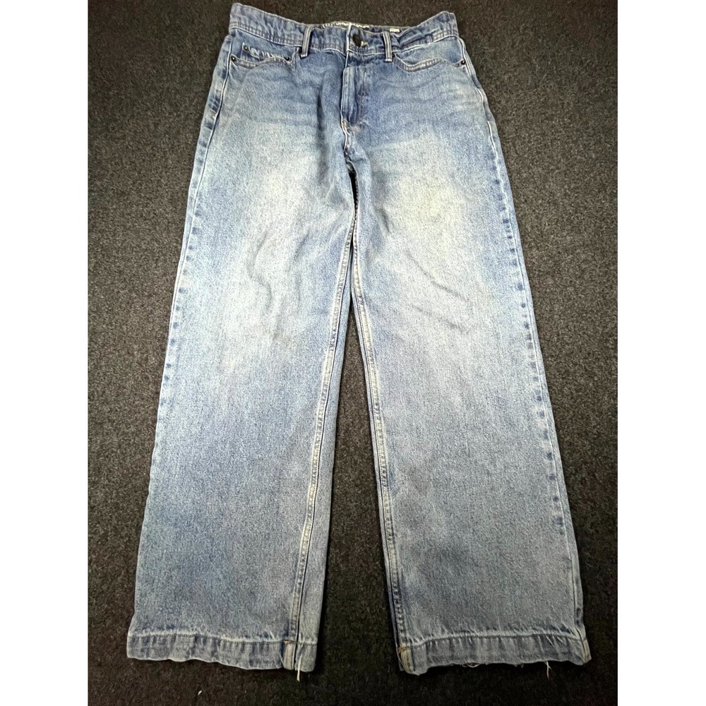Original Use Baggy Fit Jeans Men 34x32 Blue Denim Cotton Light Wash Straight Leg
